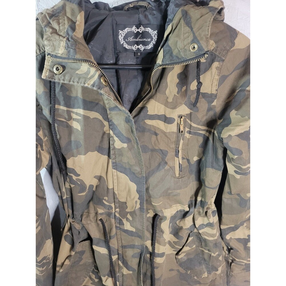 Ambiance Outerwear Cotton Camouflage Hooded Jacket Anorak Women Small